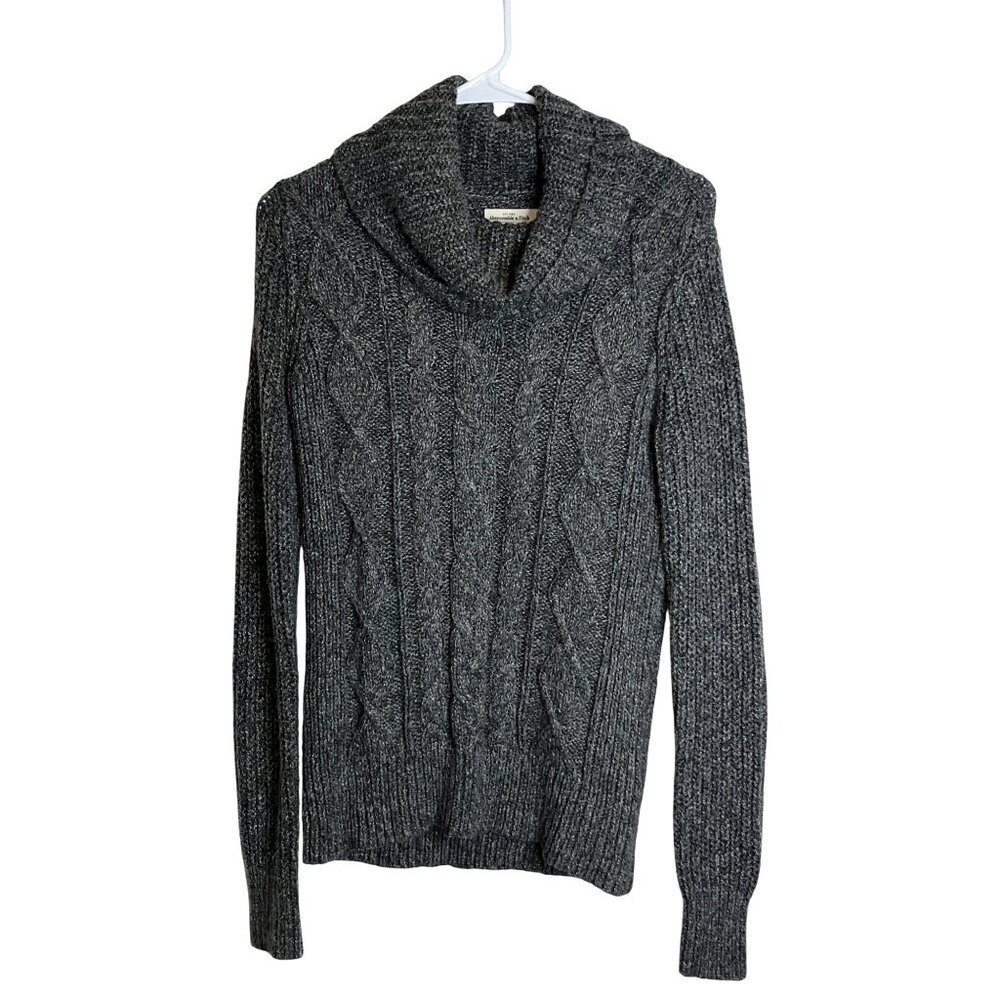 Abercrombie & Fitch Women’s Gray Cable Knit Cowl Neck Sweater Size S